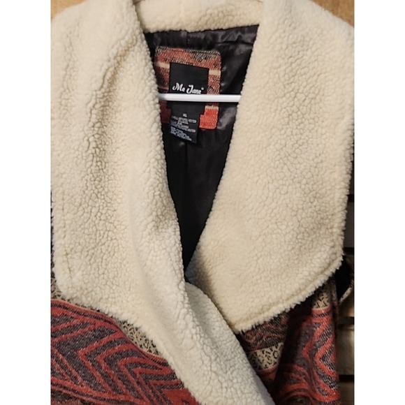 Me Jane Aztec Navajo Print Vest Womens Tag XL Wool Blend Faux Fur Southwestern - Picture 3 of 8